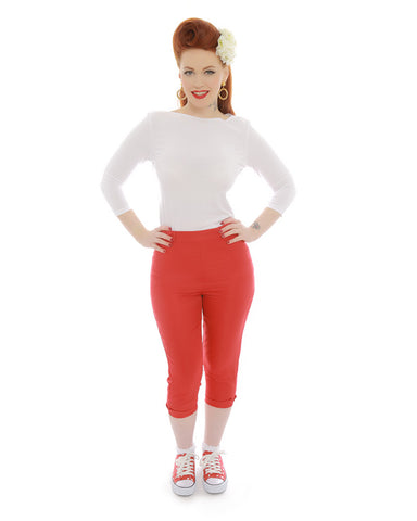 Lindy Bop Kendra Red 50s Inspired Cropped Capris