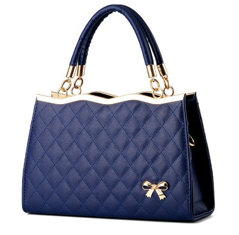 Wave top handbag vintage style navy