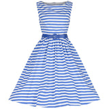 Lindy Bop Audrey Blue Band Striped Swing Dress Rockabilly life vintage inspired