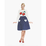 Lindy Bop Bernadette Navy Heart Swing Skirt Rockabilly Retro Pinup