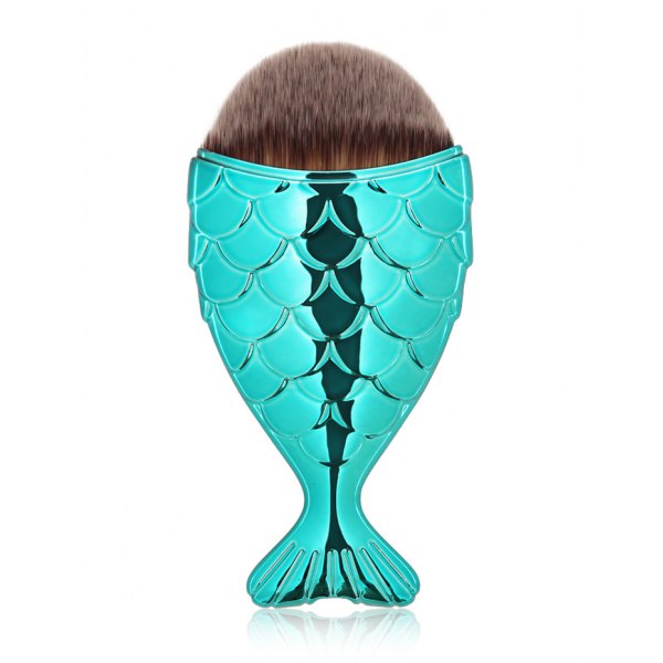 Metallic Blue mermaid tail stubby makeup brush