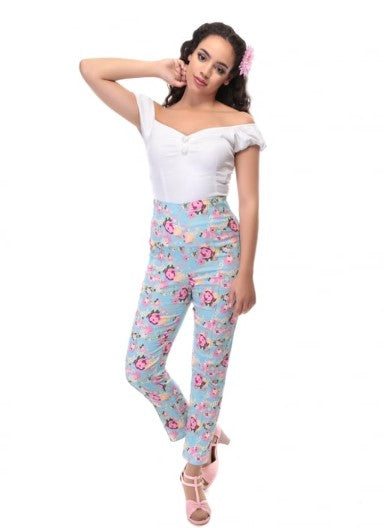 Collectif Bonnie Peony Floral Trousers