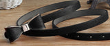 Faux Leather Bow Belt Black