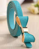 Faux Leather Bow Belt Sky Blue