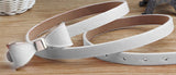 Faux Leather Bow Belt White