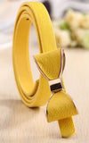 Faux Leather Bow Belt Yellow