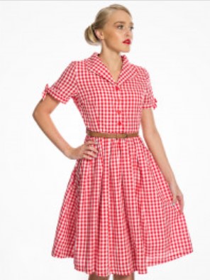 Lindy Bop Claudine Red Gingham Shirt Dress