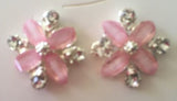 Crystal Flower Stud earrings pink