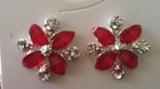 Crystal Flower Stud earrings red