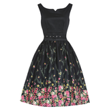 Lindy Bop Delta Black Floral Swing Dress