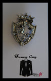 Shield Emblem with Horse Silver Lapel Pin - Fancy Guy by Retro Lil