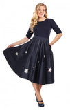 Collectif Mainline Debbie Falling Stars Swing Skirt