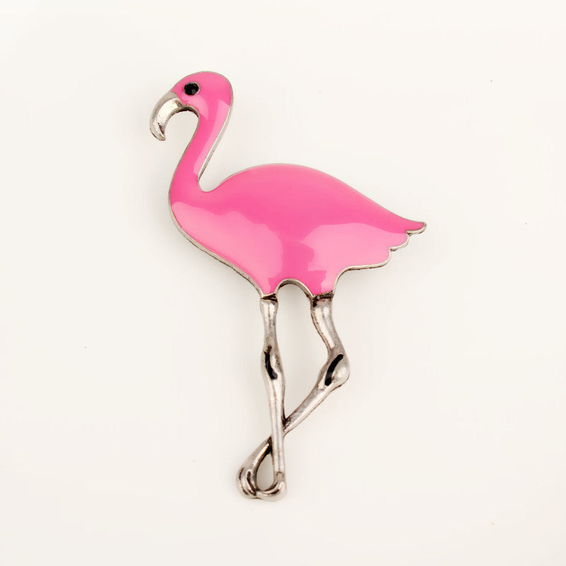 Metal Flamingo Brooch Rockabilly Retro Pinup