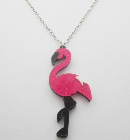 Flamingo necklace with extra chain