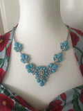 Floral Statement Necklace Blue