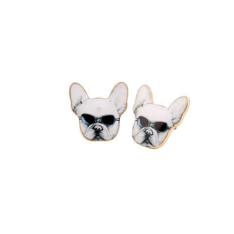 French Bulldog wearing Sunnies Stud Earrings Rockabilly Retro Pinup