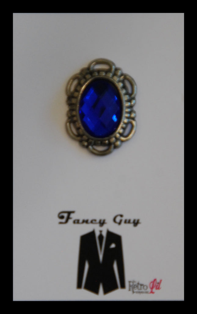 Vintage Jewelled Lapel Pin Blue