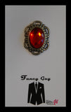 Vintage Jewelled Lapel Pin Red