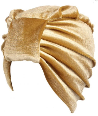 Plain Velvet Turban Gold