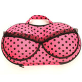 Hot pink polka dot with lace trim bra travel box