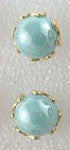 Gold set pearl stud earrings aqua large