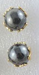 Gold set pearl stud earrings black large