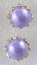 Gold set pearl stud earrings purple large