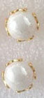 Gold set pearl stud earrings white large