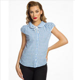 Tracey Mae Blue Gingham Print Shirt