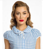 Lindy Bop Tracey Mae Blue Gingham Print Shirt