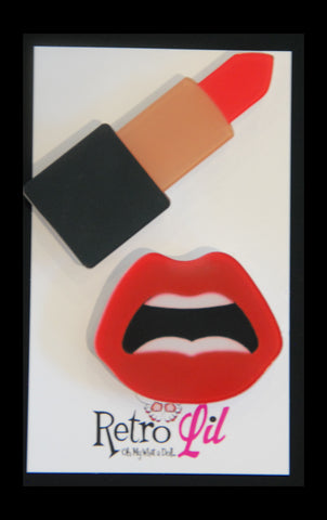Lipstick Vamp Brooch Set