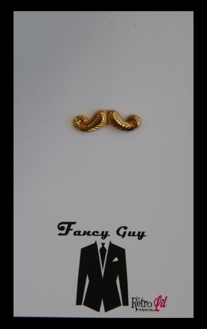 Gold Moustache Lapel Pin - Fancy Guy by Retro Lil