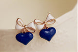 Heart and Bow Earrings Rockabilly Retro Pinup