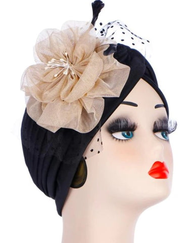 Fancy Nancy Turban Black/Beige