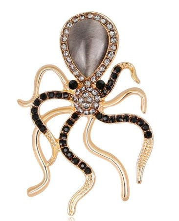 Octopus Brooch - Black