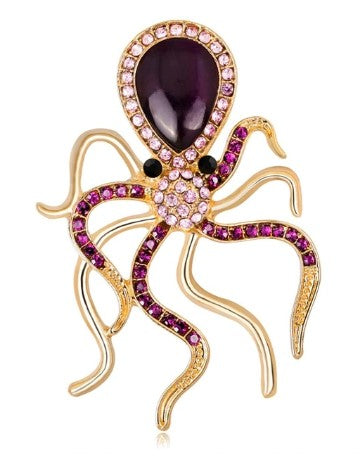 Octopus Brooch - Purple