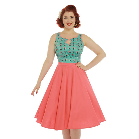 Lindy Bop Peggy Sue Circle Skirt Coral 50s style swing skirt