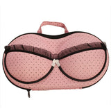 Pale pink polka dot with lace trim bra travel box