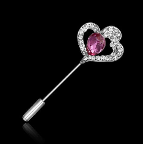 Pink crystal lapel pin