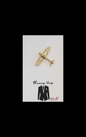 Gold plane lapel pin - Fancy Guy by Retro Lil