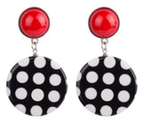 Polka Dot Dangle Earrings Black/Red