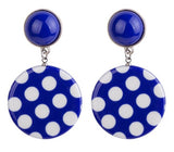 Polka Dot Dangle Earrings Blue