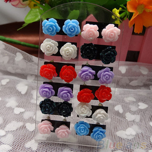 Rose Stud Earrings - Various Colours