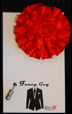 Red Rosette Lapel Pin - Fancy Guy by Retro Lil