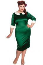 Hell Bunny Moneypenny Dress - Green Rockabilly Retro Pinup