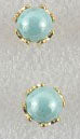 Gold set pearl stud earrings aqua