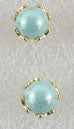 Gold set pearl stud earrings aqua