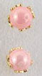 Gold set pearl stud earrings pink