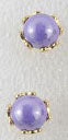 Gold set pearl stud earrings purple