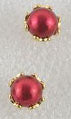 Gold set pearl stud earrings red